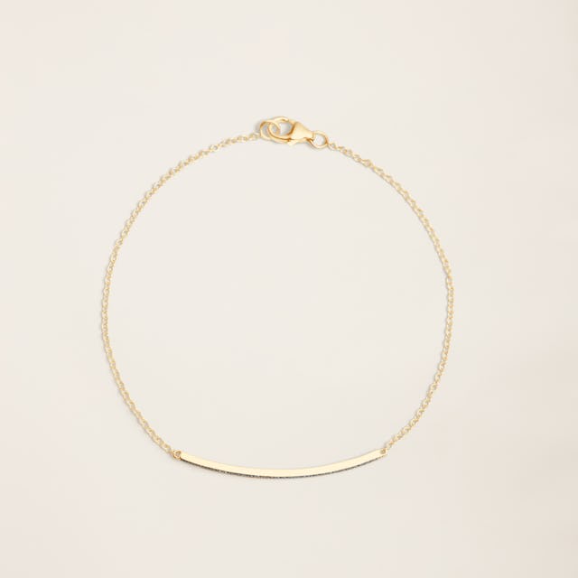 14k Solid Gold Diamond Pavé Bar Bracelet