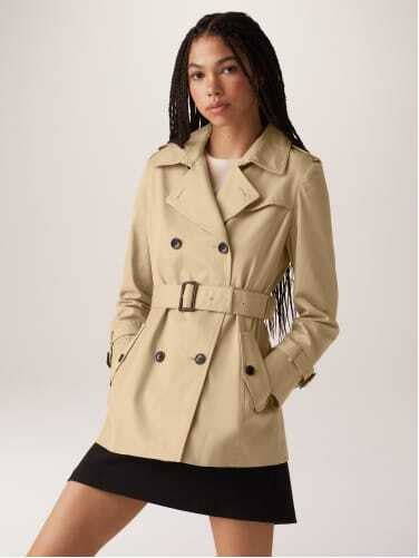 Woman in Hip Length Trench Coat