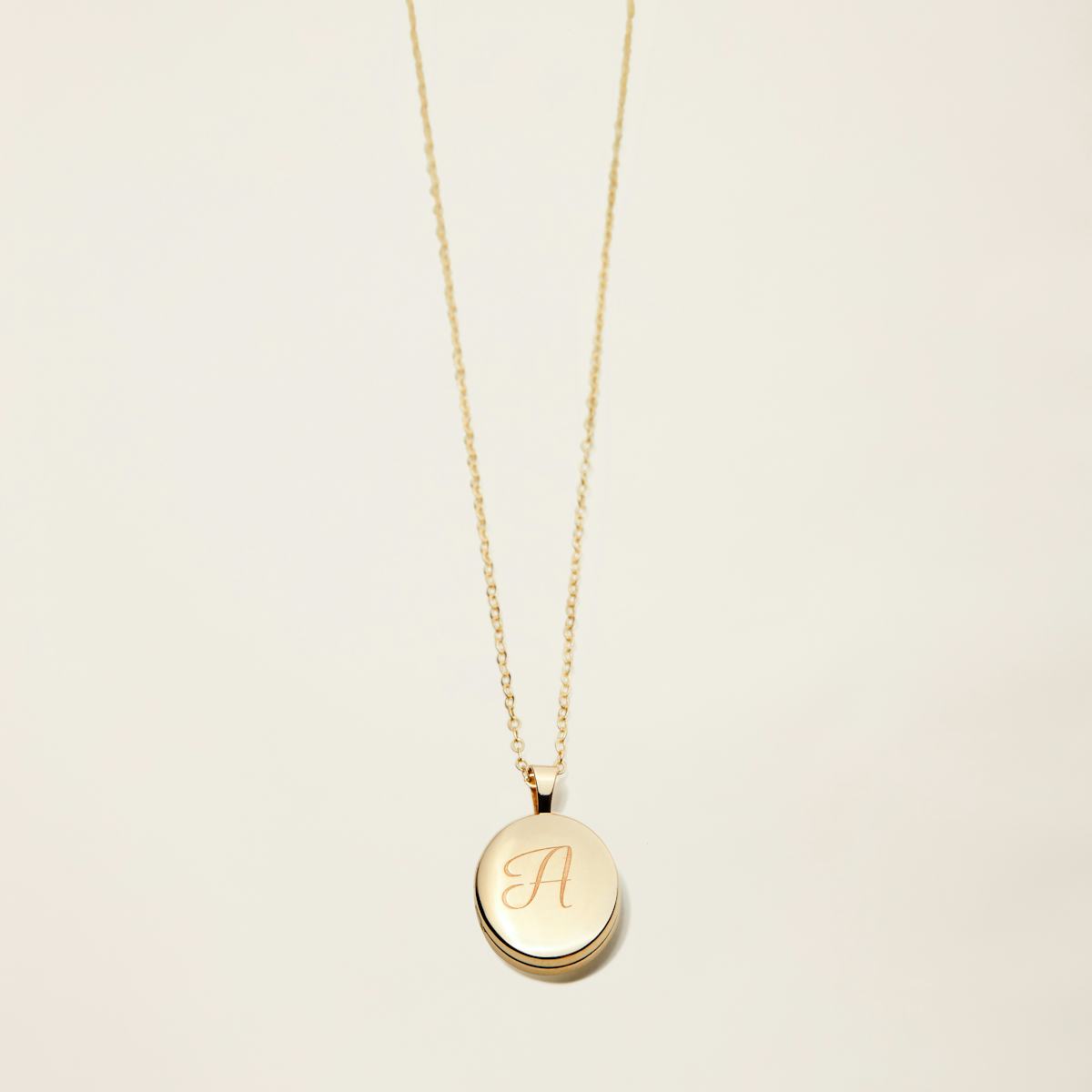 Gold Engraved Initial Locket Necklace
