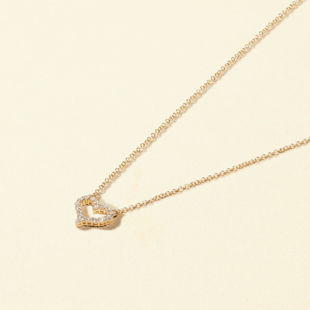 14k Solid Gold Swoon Natural Diamond Heart Necklace