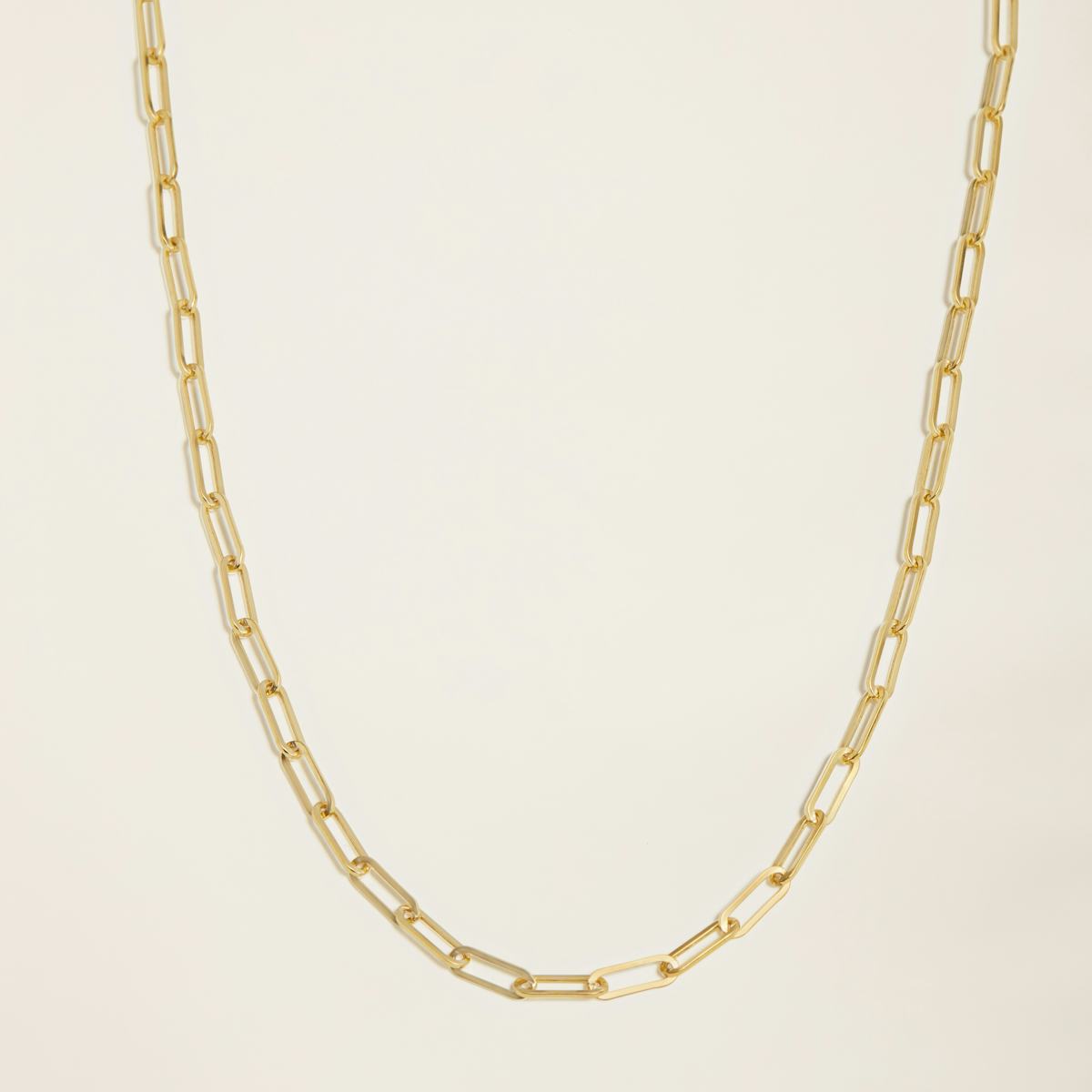 14k Solid Gold Paperclip Chain Necklace